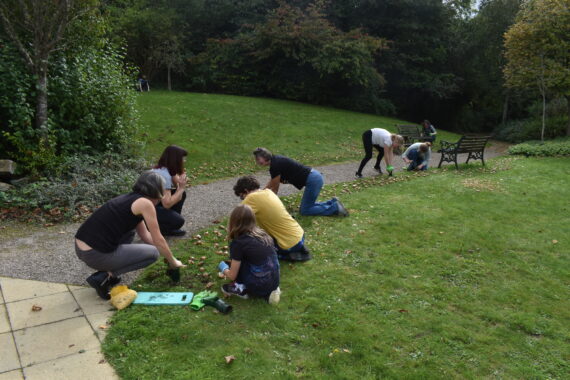 pupils planting bulbs in our Inpatient Unit gardens